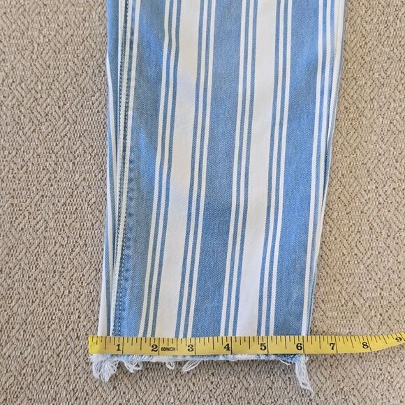 American Eagle Blue and White Striped Mom Jeans - Size 0 Long - Picture 11 of 11